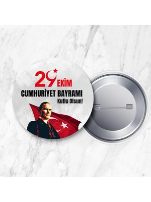 DeBu 29 Ekim Cumhuriyet Bayramı Iğneli Yaka Rozeti 58 mm (Model No: 01)