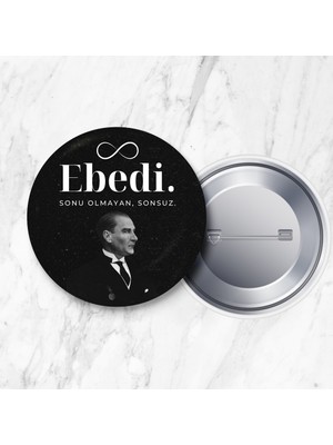 DeBu 10 Kasım Ebedi Yazılı Atatürk'ü Anma Iğneli Yaka Rozeti 58 mm