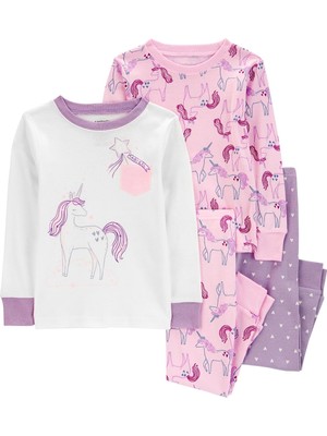Carter's Küçük Kız Çocuk Pijama Set 4'lü Paket