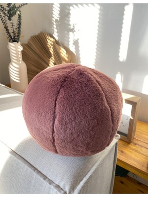 Woodhub Peluş Top Yastık Erguvan Top Yastik