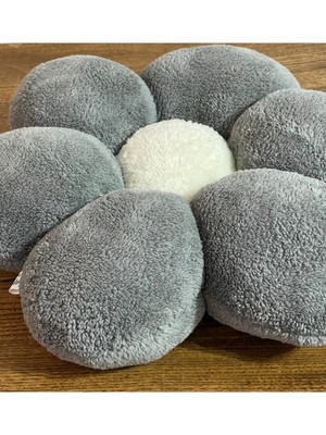 Woodhub Papatya Gri Rengi Kırlent Peluş Yastık Minder Dekoratif