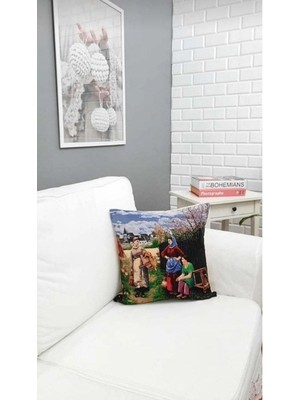 Woodhub Goblen Dokuma Kadınlar Manzara Kırlent Kılıf