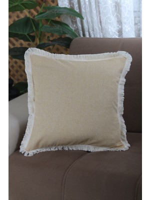 Woodhub Sarı Püsküllü Kırlent Kırlent Kılıfı 43 X 43