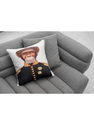 Woodhub Kırlent 157 General Kıyafetli Maymun Hayvan Temalı Pıllow08