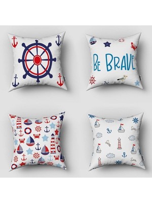 Woodhub Çocuk Odası Dijital Baskılı 4 Lü Kırlent Kılıfları Ve Yastık Kılıfları Model 00030