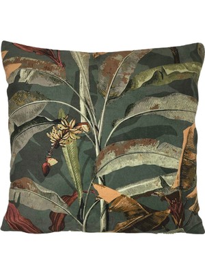 Woodhub Yaprak Desen Natura Kadife Kırlent Kılıfı 44x44