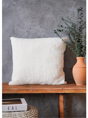 Woodhub  Peluş Yastık Beyaz 45x45 Cm