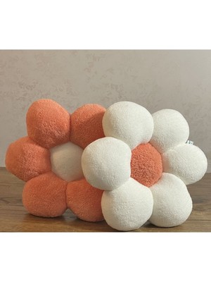 Woodhub Çift Papatya Yastık Kırlent Dekoratif Yastık Peluş
