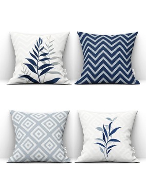 Woodhub Dijital Baskılı Kırlent Kılıfı. Yumuşak Yastık Çift Taraflı Gizli Fermuarlı Kırlent Kılıfı. 4'Lü Se