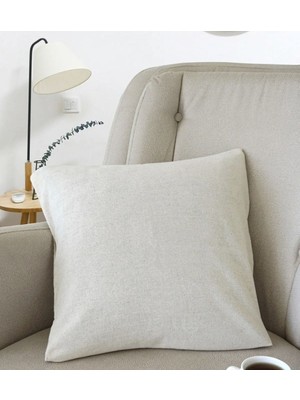 Woodhub 3'Lü Bej Rengi Keten Kırlent Kılıfı Punch Için Işlemelik Kırlent Kılıfı- 45x45