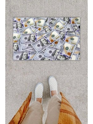 Miraxx Dijital Baskı Dekoratif Dolar Çok Kapı Önü Paspası K 1242