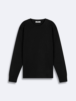 LTB Erkek Sıfır Yaka Uzun Kollu Siyah T-shırt