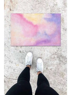 Miraxx Dijital Baskı Ebruli Bulut Desen Kapı Önü Paspası K 1005