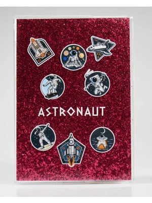 Melnio Astronot Kırmızı Simli Defter