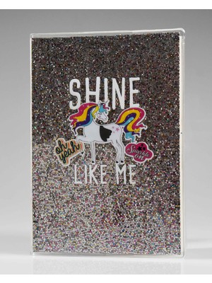 Melnio Shıne Koyu Gri Simli Defter