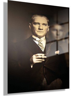 Gaagart Temperli Gerçek Cam Ofis Tablosu Mustafa Kemal Atatürk