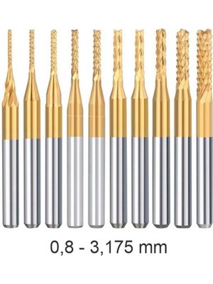 Profisher Titanyum Kaplı Tungsten Çelik Cnc Freze Pcb Kesici 0,5 - 3,175MM