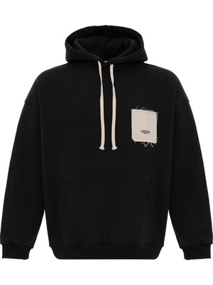 Vamos Oversize Kapüşonlu Baskılı Sweatshirt Siyah