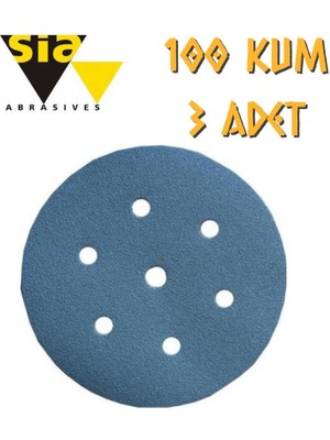 Sia 1949 Hookit 7 Delikli Cırt Zımpara 150 mm - P100 Kum - 3 Adet
