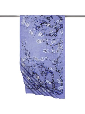 Buz Mavi Badem Çiçeği Ipeksi Fular