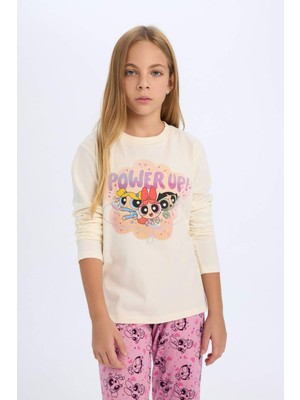 DeFacto Kız Çocuk Pijama Takımı PowerPuff Girls Uzun Kollu Üst Uzun Alt D2776A824AU