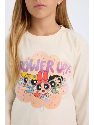 DeFacto Kız Çocuk Pijama Takımı PowerPuff Girls Uzun Kollu Üst Uzun Alt D2776A824AU