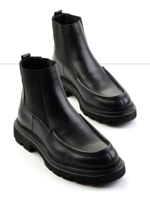 Bambi Siyah Antik Hakiki Deri Erkek Bot & Bootie E02757713641