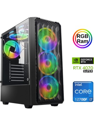 Xaser XSR888 I7 12700F 16GB Ram 512GB M.2 Nvme SSD 12GB RTX4070 Super 23.8" 180Hz Curved Oyuncu Bilgisayarı