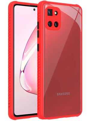 noktaks - Samsung Galaxy A81 (Note 10 Lite) - Kılıf ​​Arkası Şeffaf Sert Kaff Kapak - Kırmızı - T16605