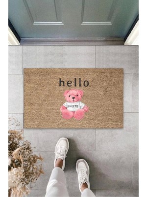 Miraxx Kahverengi Kapı Önü Paspası Pembe Ayı Desen  K-3286