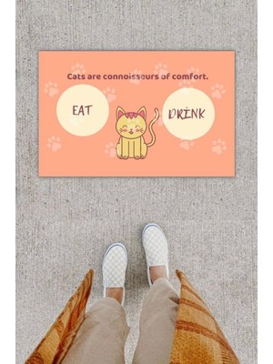 Miraxx Dijital Baskı Dekoratif Kedi Yavruağzı Kapı Önü Paspası K-1213