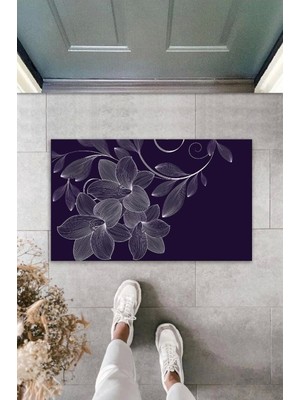 Miraxx Dekoratif Dijital Baskı Siyah Zambak Dış Mekan Paspas K-2098