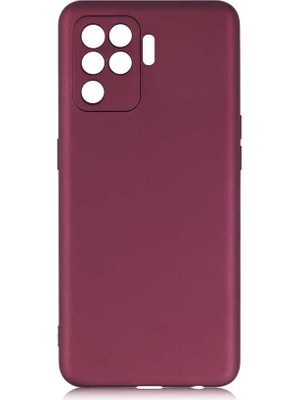kilifone - Oppo Reno 5 Lite - Kılıf Mat Soft Premier Silikon Kapak - Mürdüm - T17174