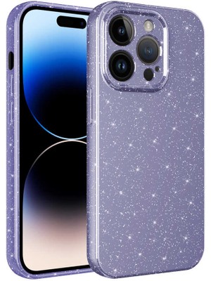 noktaks - Apple iPhone 14 Pro Max - Kılıf Kamera Korumalı Simli Lüks Koton Kapak - Mor - T25310