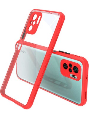 noktaks - Xiaomi Poco M5S - Kılıf ​​Arkası Şeffaf Sert Kaff Kapak - Kırmızı - T24734