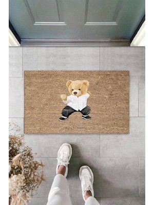 Miraxx Bej Kapı Önü Paspası Karateci Ayıcık Desen  K-3341