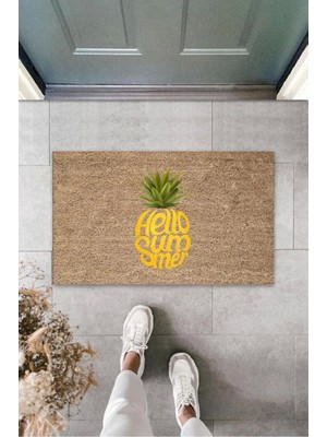Miraxx Kahverengi Kapı Önü Paspası Hello Summer Ananas Desen  K-3263