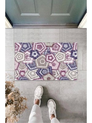 Miraxx Mürdüm Kapı Önü Paspası Altıgen Desen  K-3205