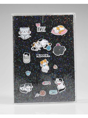 Melnio Kedi Siyah Simli Defter