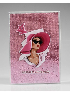 Melnio Şapkalı  Pembe Simli Defter