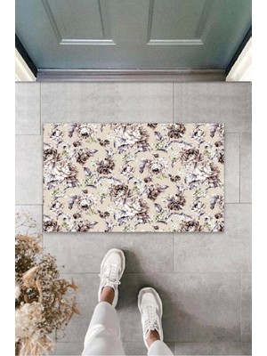 Miraxx Pudra Kapı Önü Paspası Çiçek Desen  K-3204