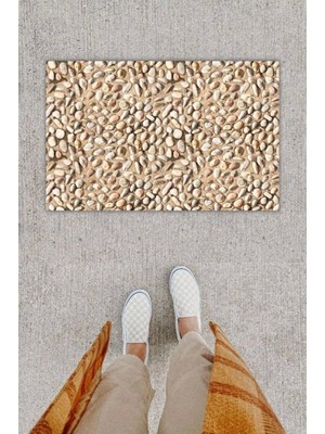 Miraxx Dijital Baskı Dekoratif Taş Bej Kapı Önü Paspası K-1263