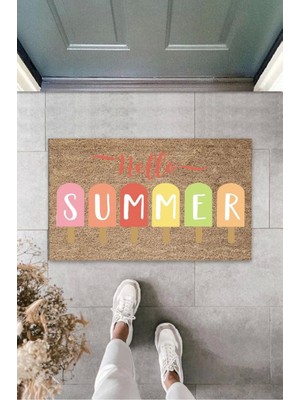 Miraxx Bej Kapı Önü Paspası Hello Summer Dondurma Desen  K-3275