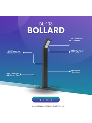 Quark Lighting Özel Reflektörlü Bollard Aydınlatma Antrasit BL103