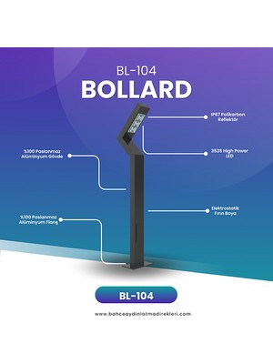 Quark Lighting Özel Reflektörlü Bollard Aydınlatma Antrasit BL104