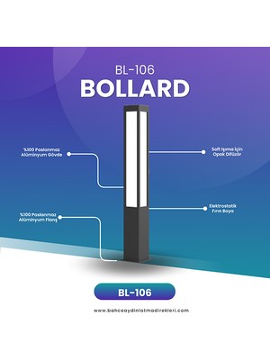 Quark Lighting Özel Reflektörlü Bollard Aydınlatma Antrasit BL106