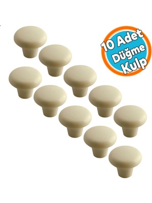 Nzb Mobilya Düğme Sert Plastik Krem Dolap Mutfak Dolabı Çekmece Dolap Kapak Kulpu Kulbu Kulp 10 Adet