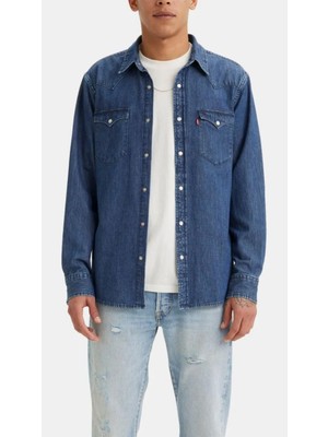 Levi's Classic Standard Fit Western Denim Erkek Lacivert Kot Gömlek 85745-0073