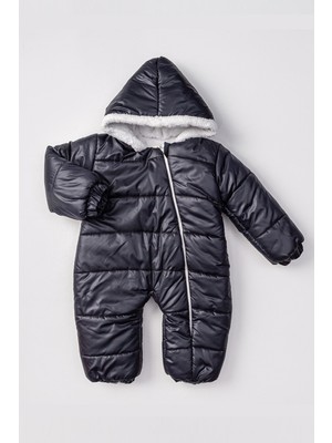 Maibella   Suni Deri Içi Kürklü Fermuarlı Kapüşonlu Kışlık Erkek Kız Bebek Astronot Tulum Kozmonot