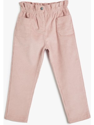 Koton Kadife Pantolon Beli Bağlamalı Cepli Fitilli